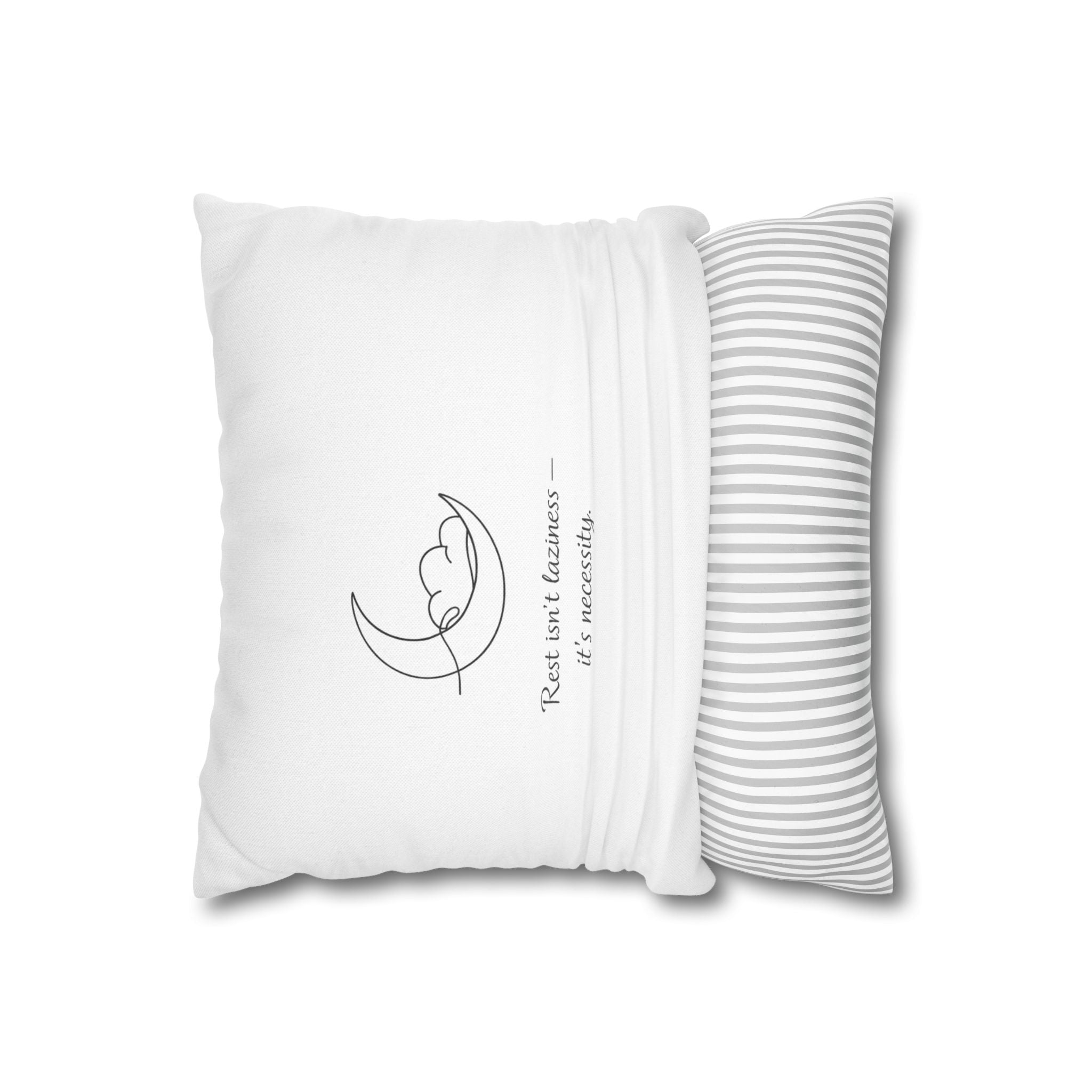 Throw Pillow — “Rest isn’t laziness — it’s necessity.” Moon & Cloud Decorative Pillowcase