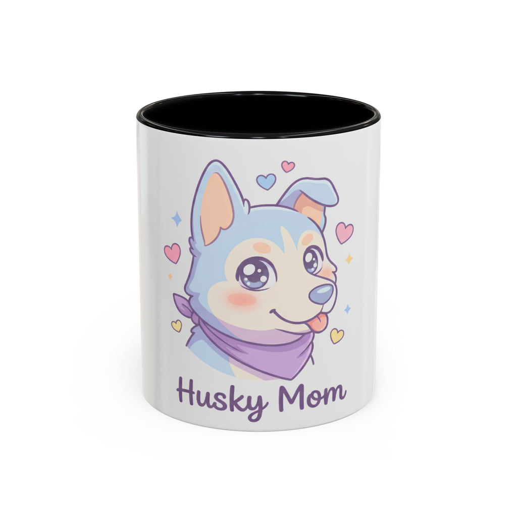 Husky Mom Accent Coffee Mug — Cute Pastel Husky Mother Dog Design (11/15oz)