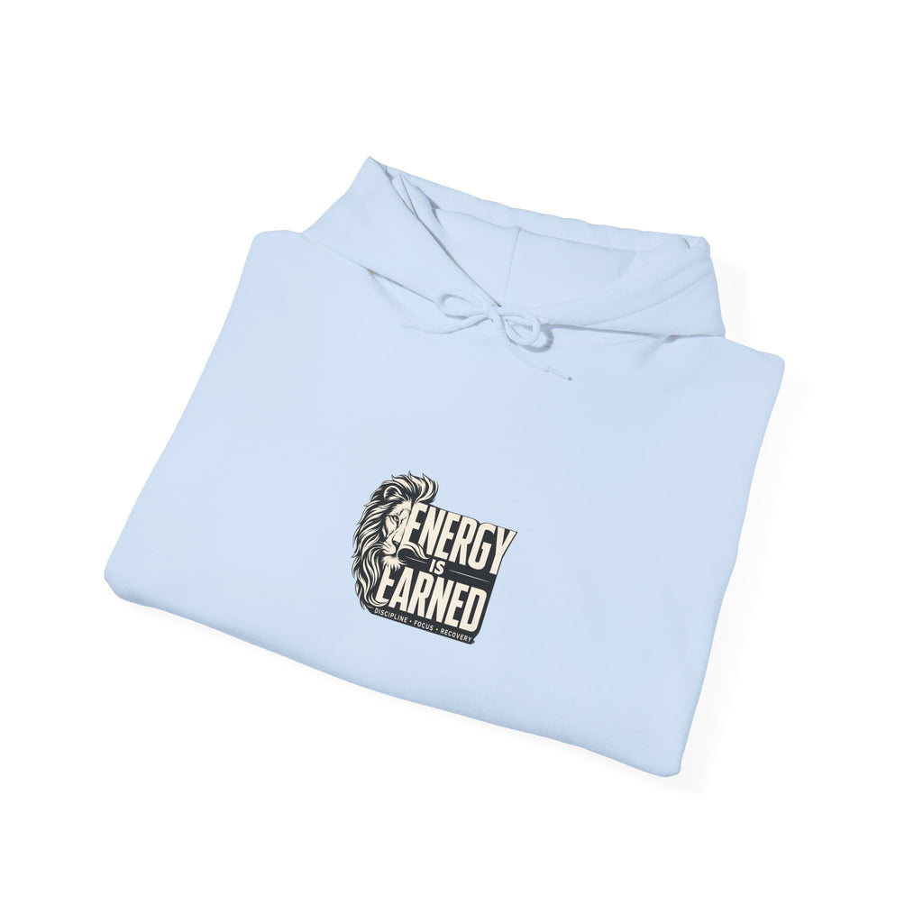 Energy Earned Hoodie — Workout Motivation Chest Logo