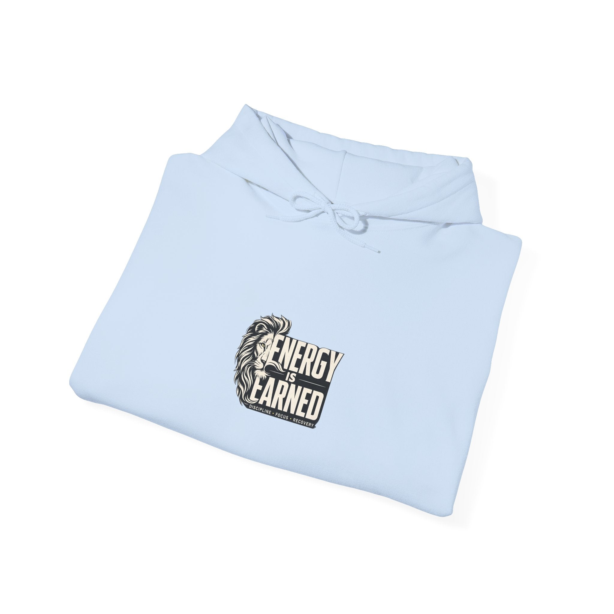 Energy Earned Hoodie — Workout Motivation Chest Logo