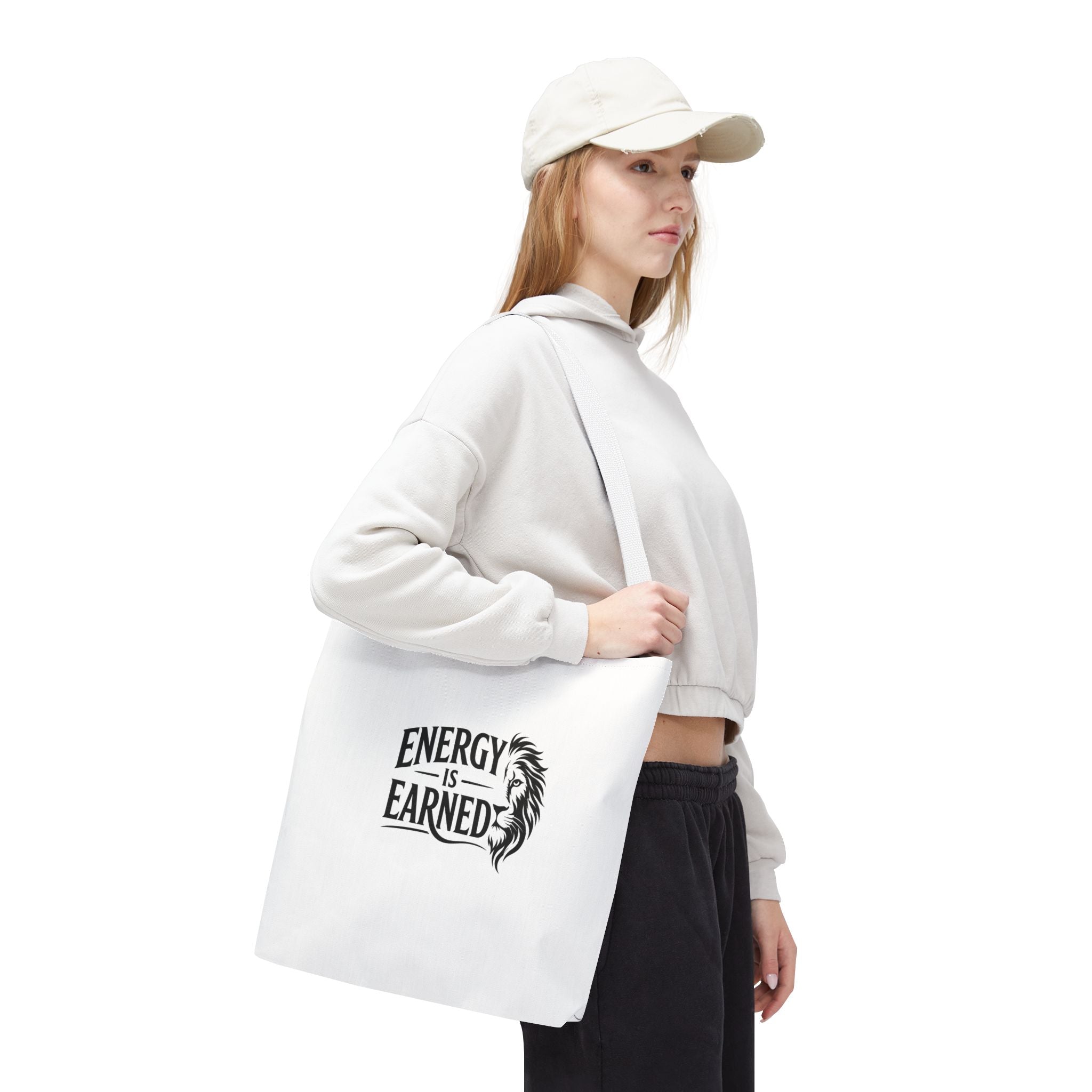 Energy Is Earned Tote Bag - Motivational Gym & Fitness Canvas Tote