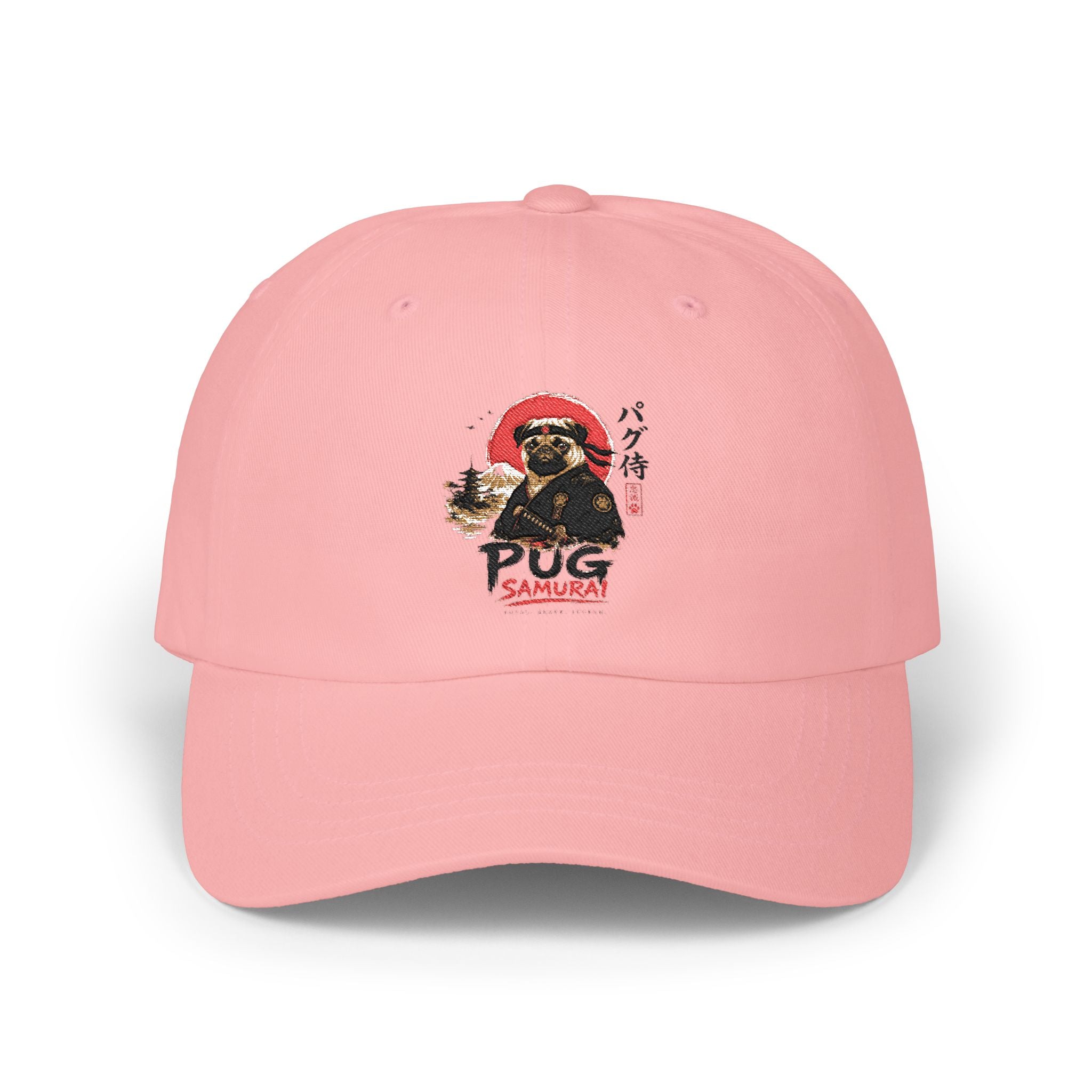 Pug Samurai Dad Cap – Cute Japanese Dog Graphic Baseball Hat