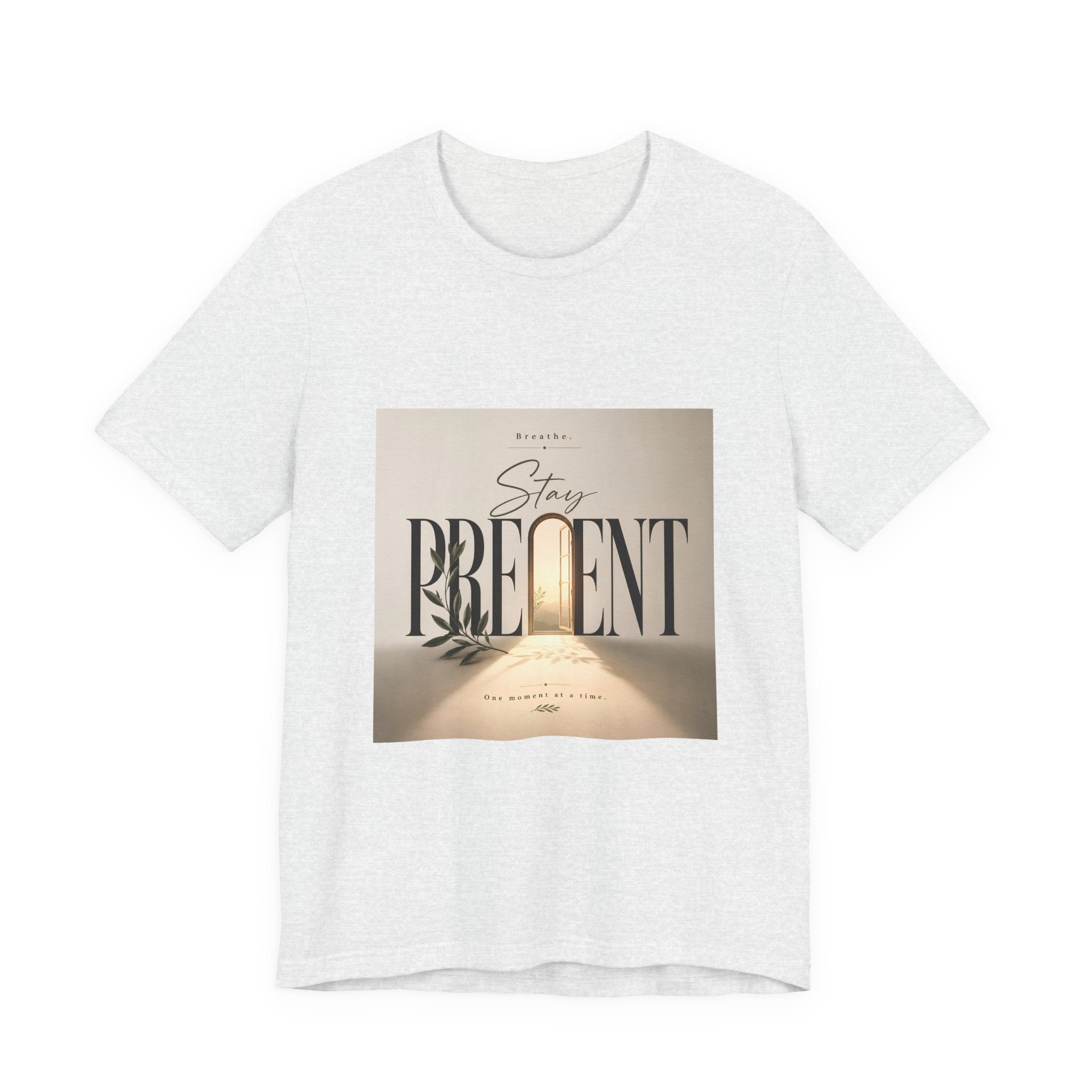 Stay Present Tee — Inspirational Mindfulness T-Shirt with Scenic Design