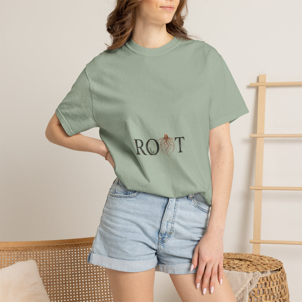 Root Floral Graphic T-Shirt — 'ROOT' Botanical Typography Tee