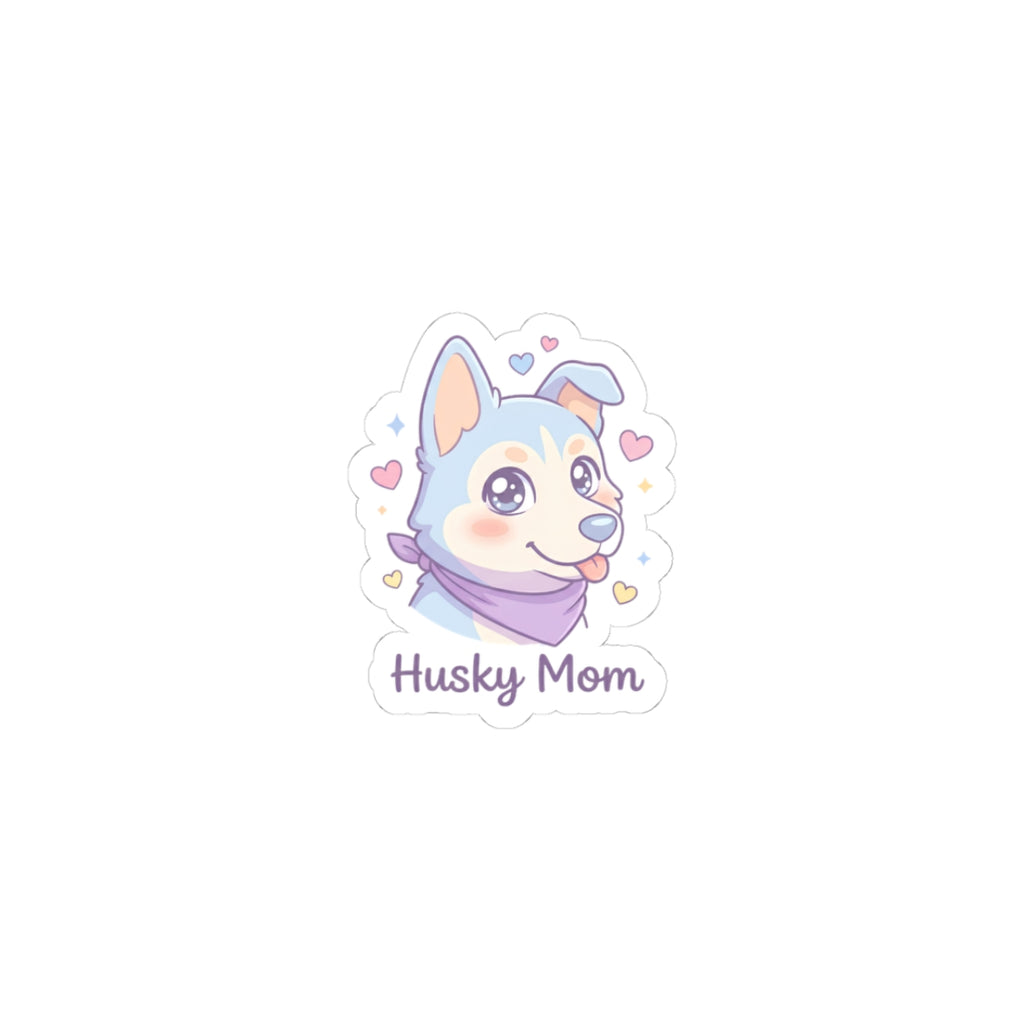 Husky Mom Kiss-Cut Sticker — Cute Pastel Husky Decal for Laptops, Water Bottles & Gifts