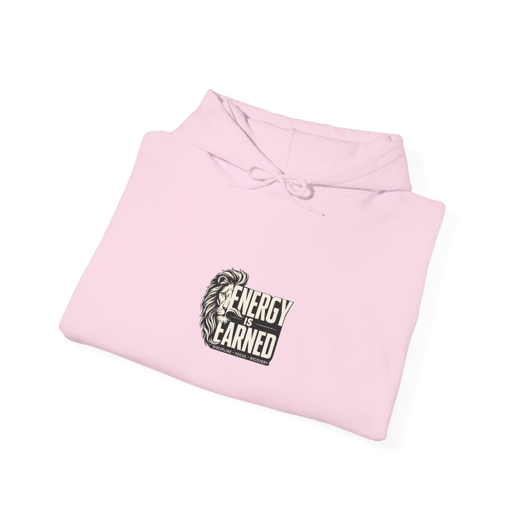 Energy Earned Hoodie — Workout Motivation Chest Logo
