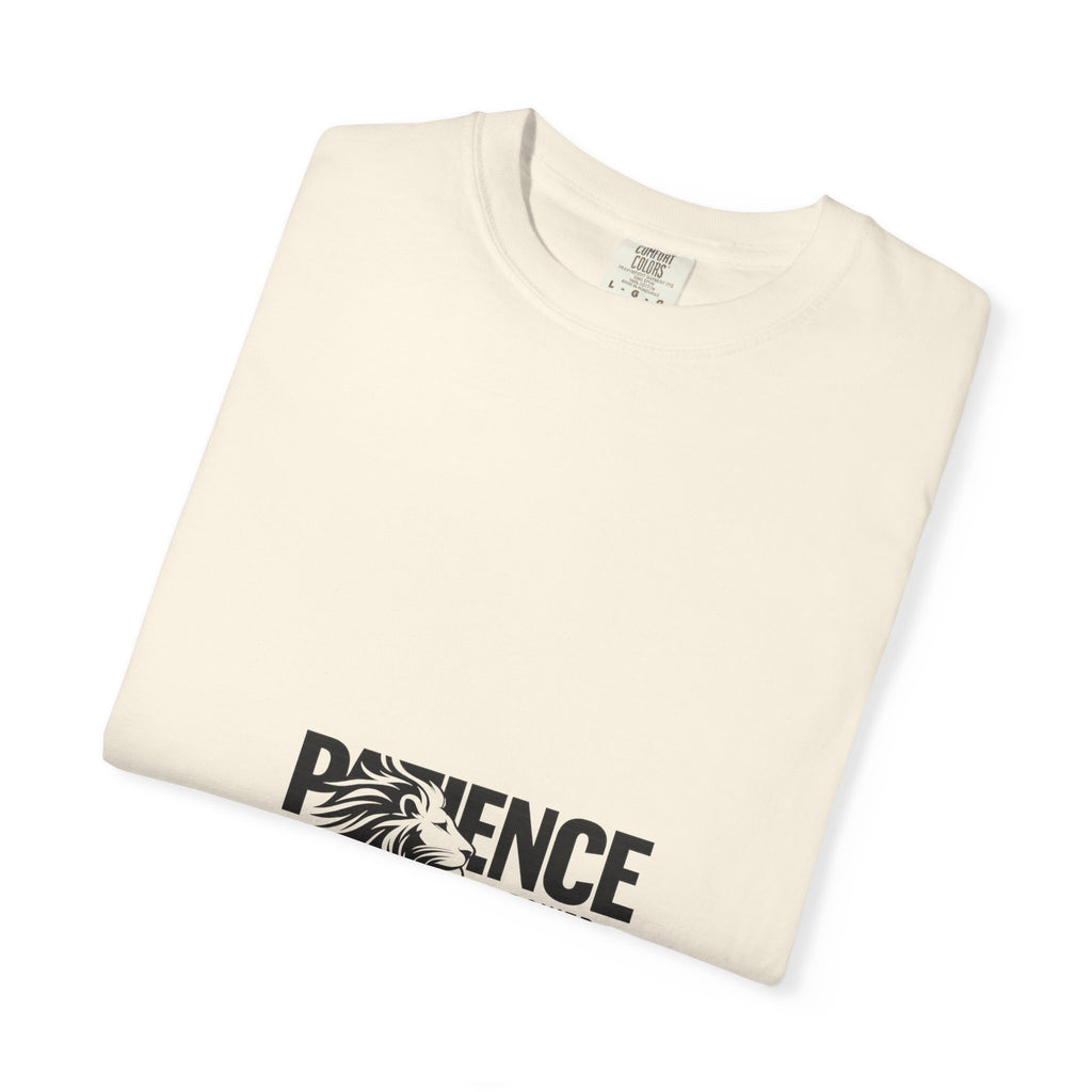 Patience Is Power T‑Shirt — Lion Graphic Inspirational Tee