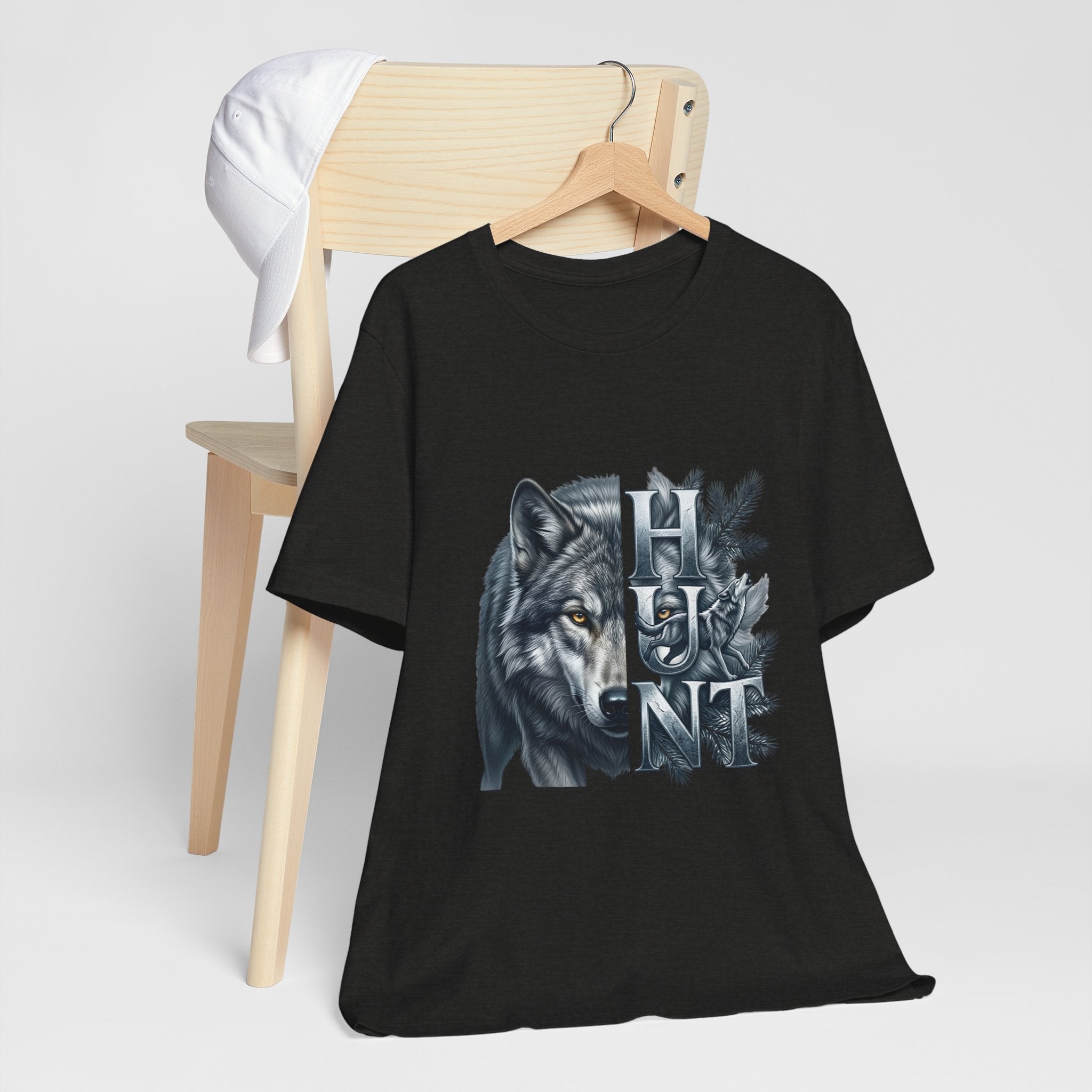 Wolf Elk Hunt T‑Shirt — Graphic Wildlife Hunting Tee