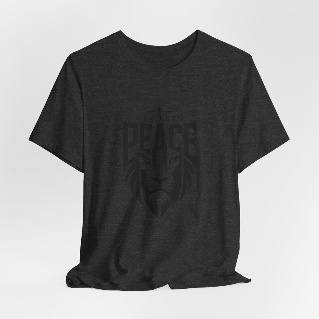 Protect Peace Lion T-Shirt — Graphic Tee with Lion Shield Design