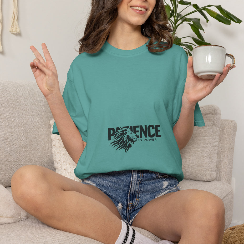 Patience Is Power T‑Shirt — Lion Graphic Inspirational Tee