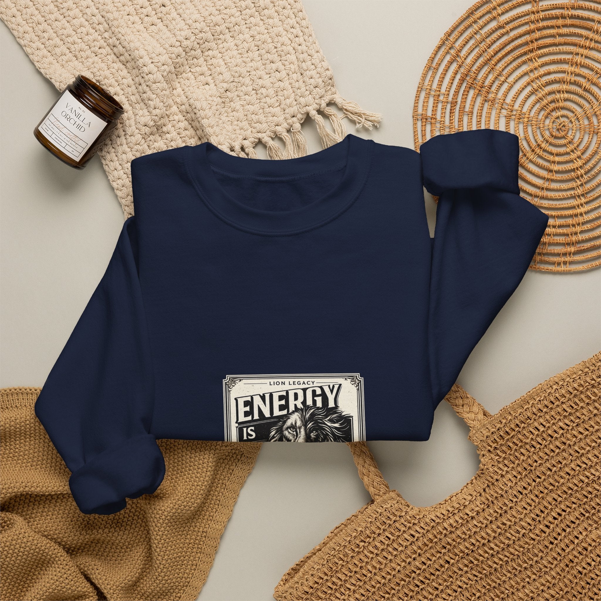 Crewneck Sweatshirt — "Energy Is Earned" Retro Motivational Design