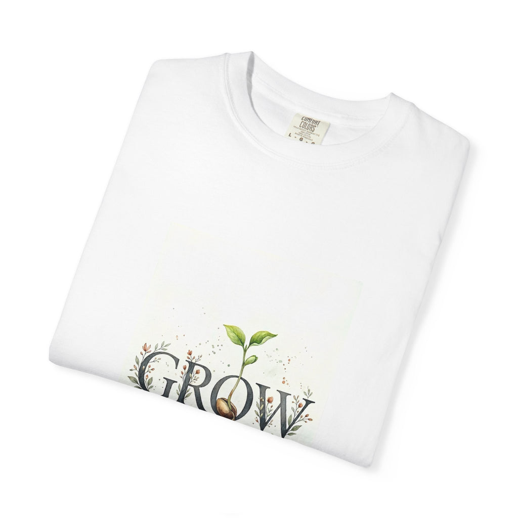 Grow Plant T-Shirt — Botanical 'GROW' Graphic Tee for Gardeners & Plant Lovers