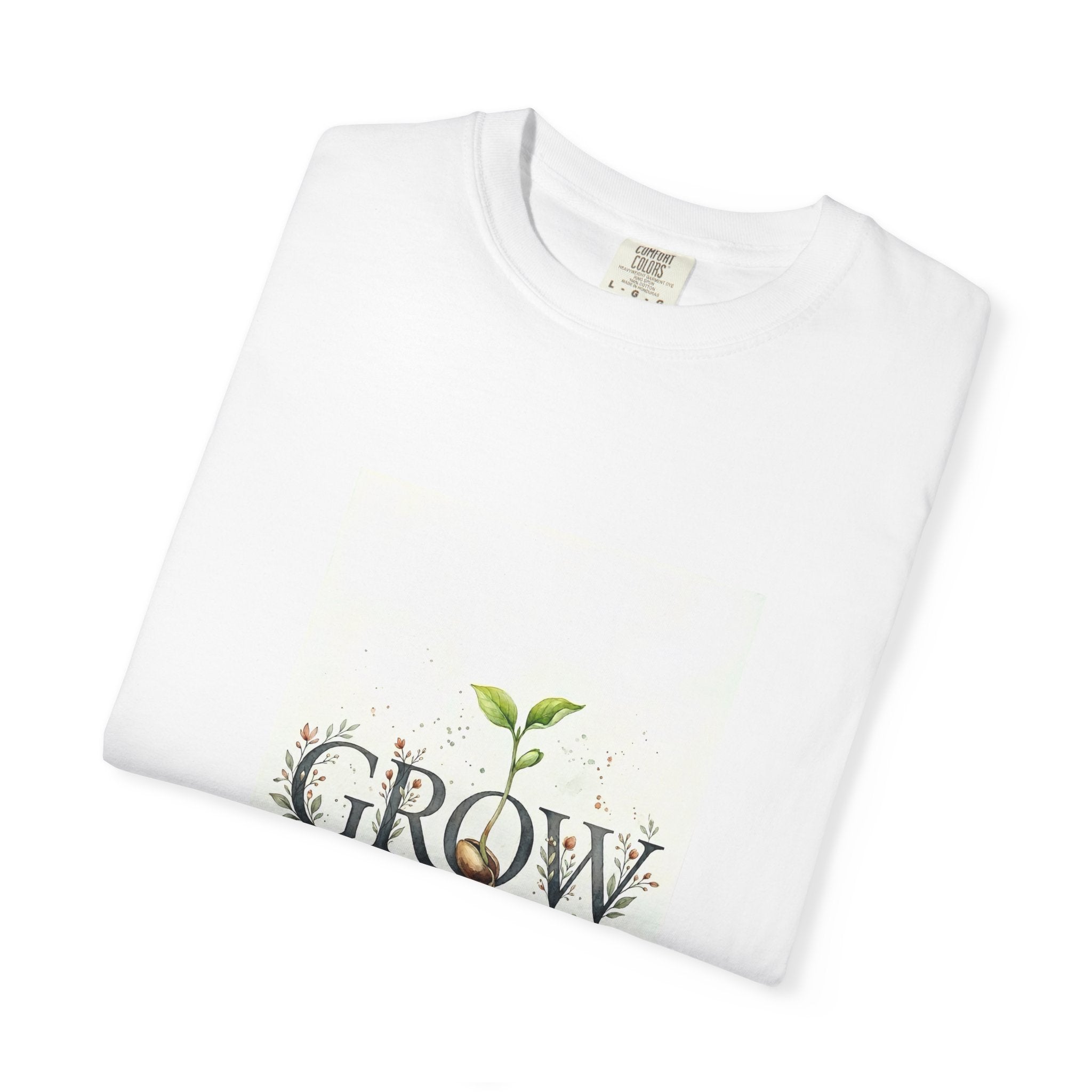 Grow Plant T-Shirt — Botanical 'GROW' Graphic Tee for Gardeners & Plant Lovers