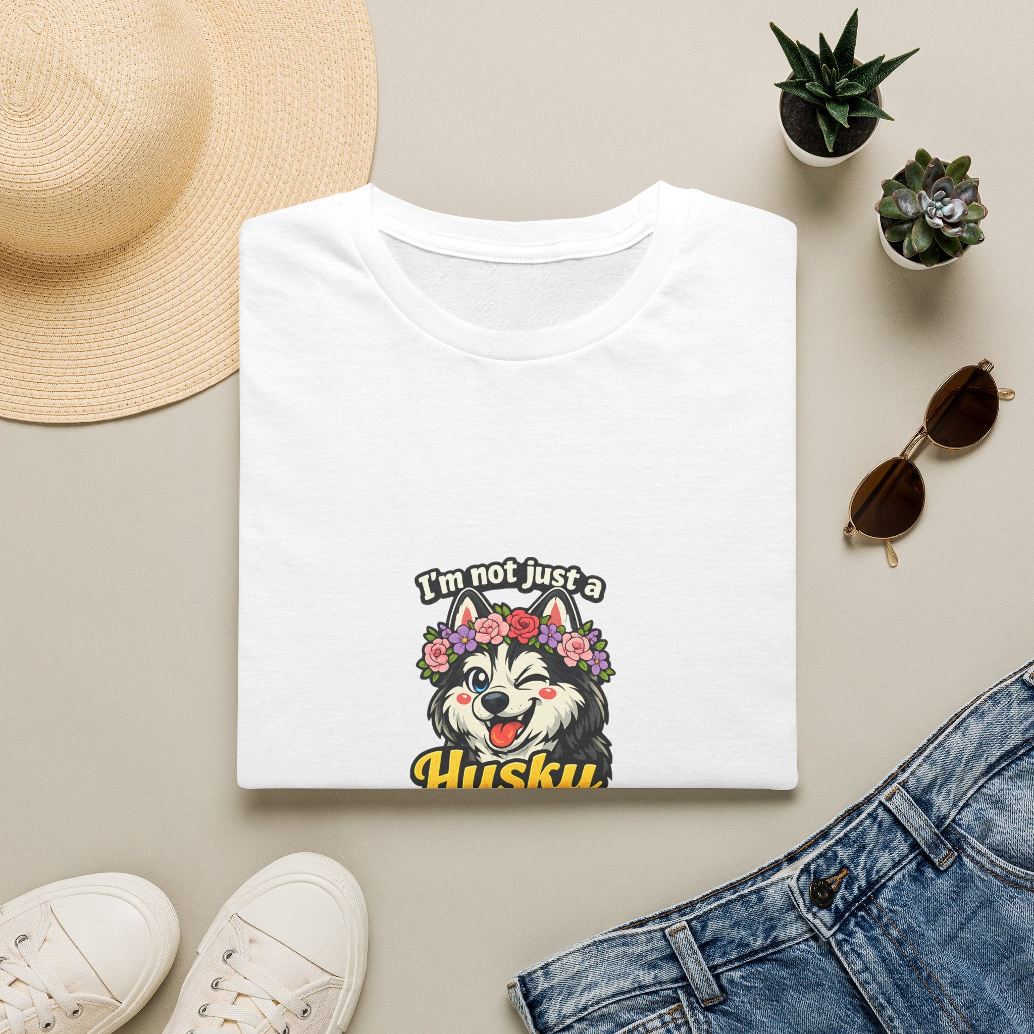 Husky Mama T-Shirt — "I'm Not Just a Husky Mama, I'm Their Chaos Manager" Cute Floral Dog Mom Tee
