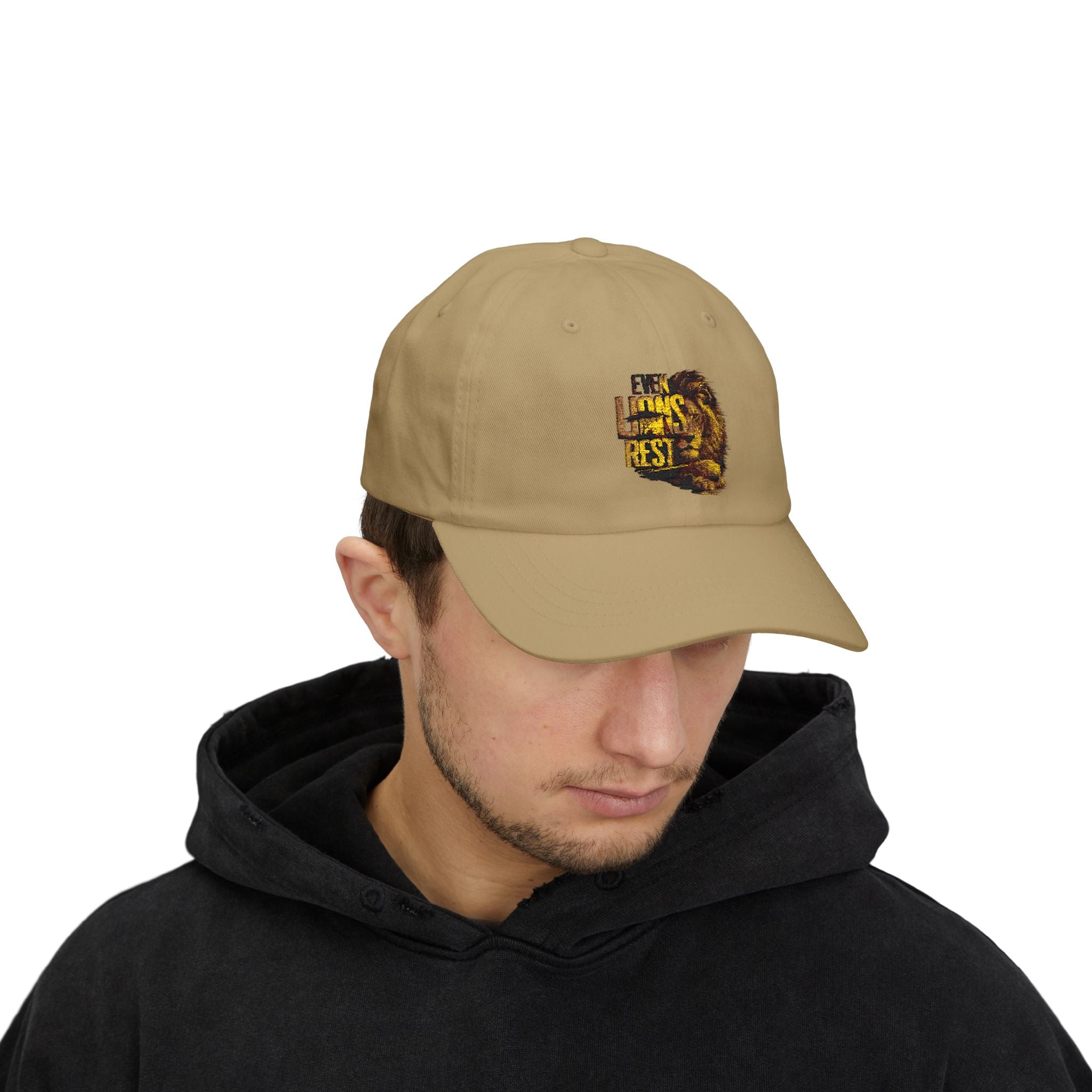 Lion Graphic Dad Cap — "Ever Lifts Rest" Embroidered Baseball Hat