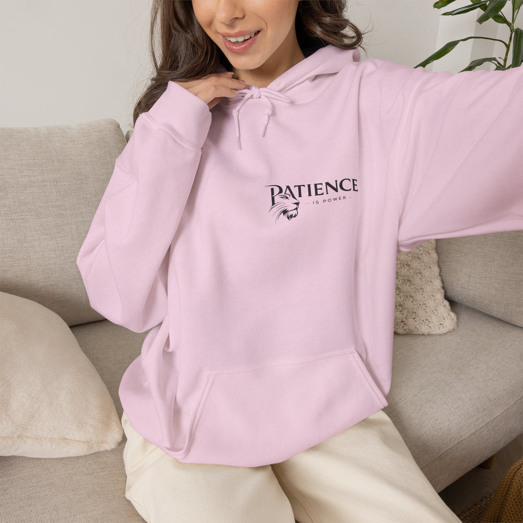 Patience Dove Hoodie — Minimal Inspirational Graphic Hooded Sweatshirt
