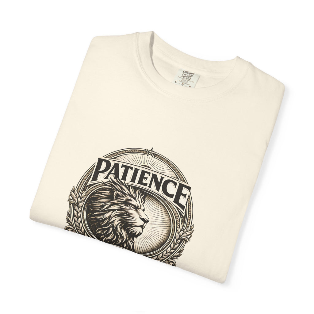 Patience Is Power Lion T-Shirt — Inspirational Vintage Crest Tee