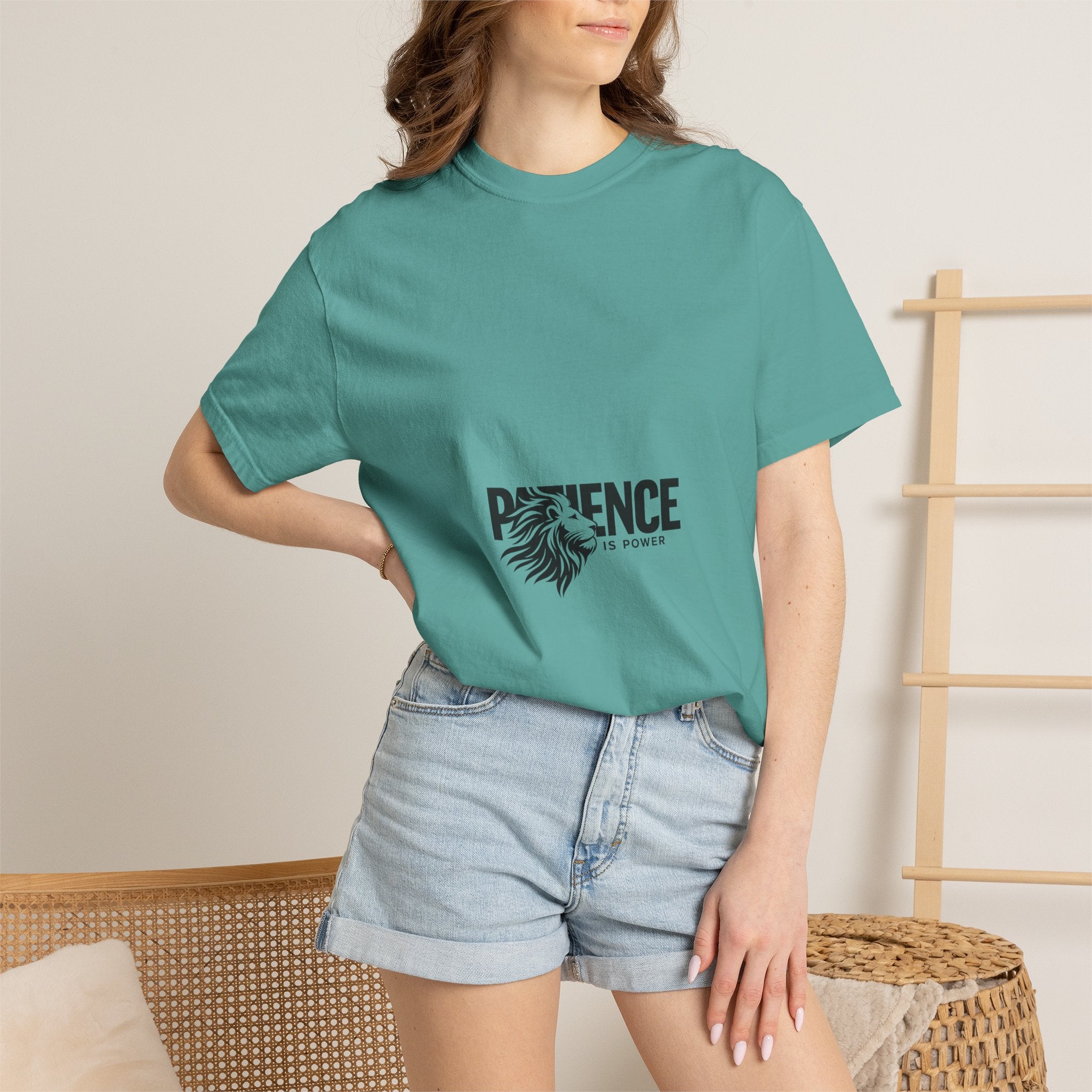 Patience Is Power T‑Shirt — Lion Graphic Inspirational Tee
