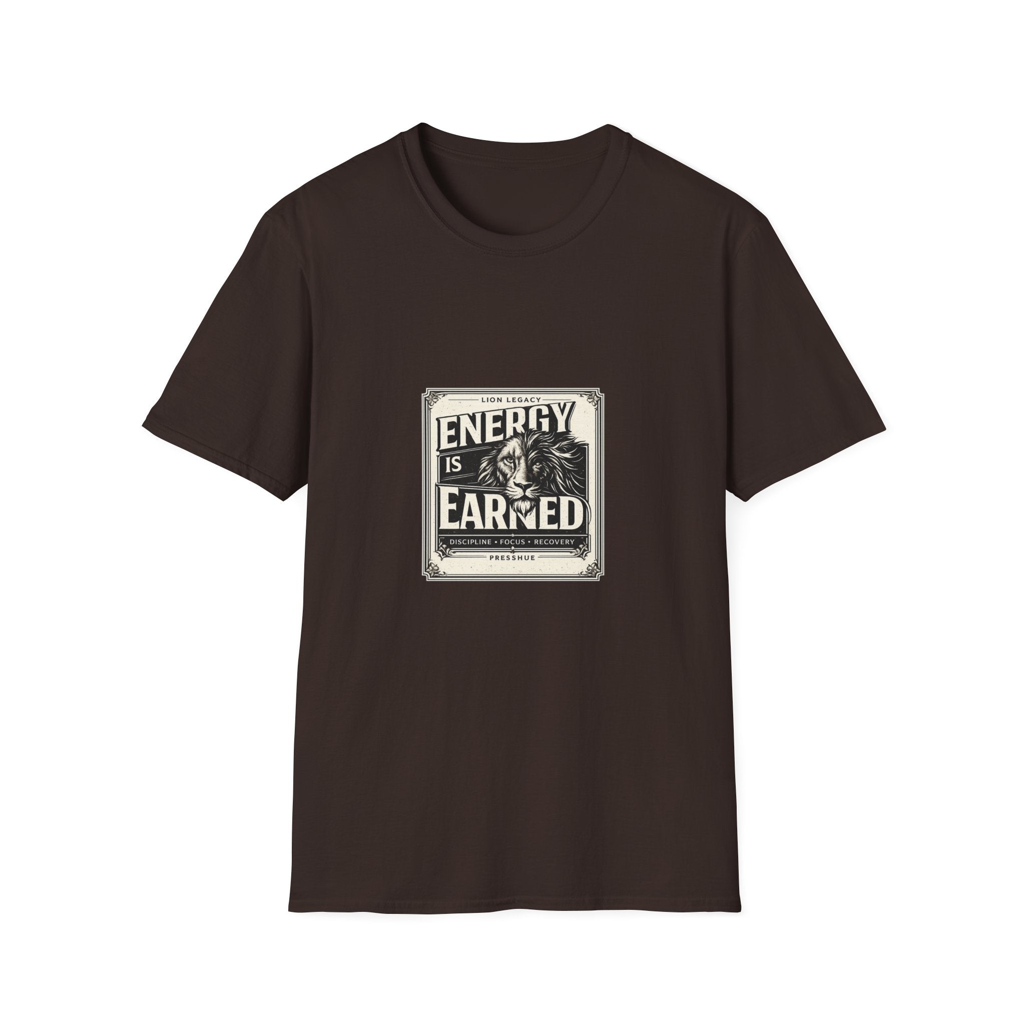 Energy Is Earned Lion T-Shirt — Motivational Vintage Fitness Tee