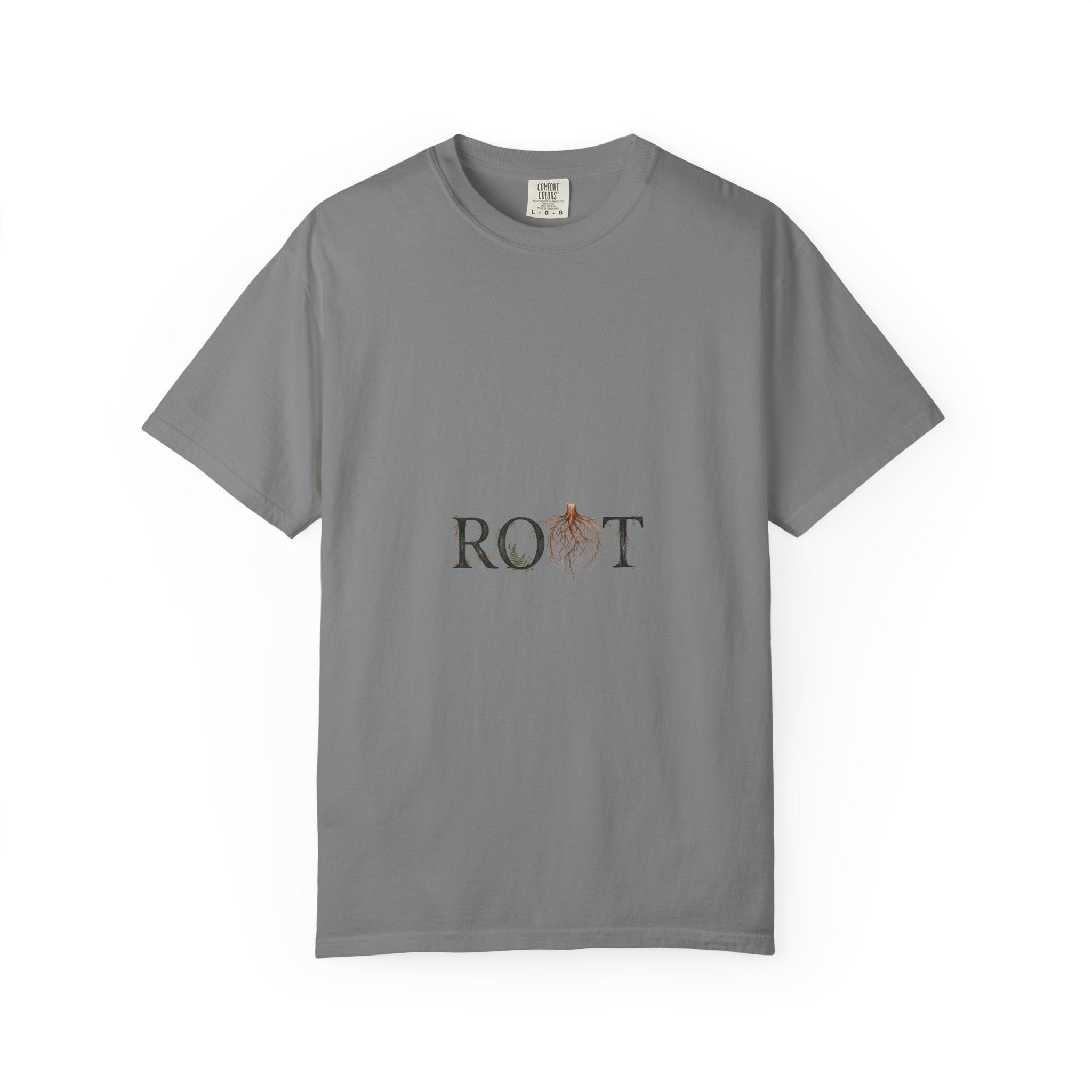 Root Floral Graphic T-Shirt — 'ROOT' Botanical Typography Tee