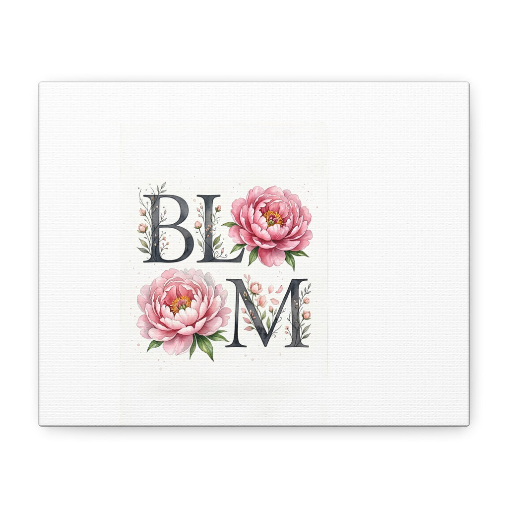 Bloom Floral Canvas Wall Art — Pink Peonies Typography
