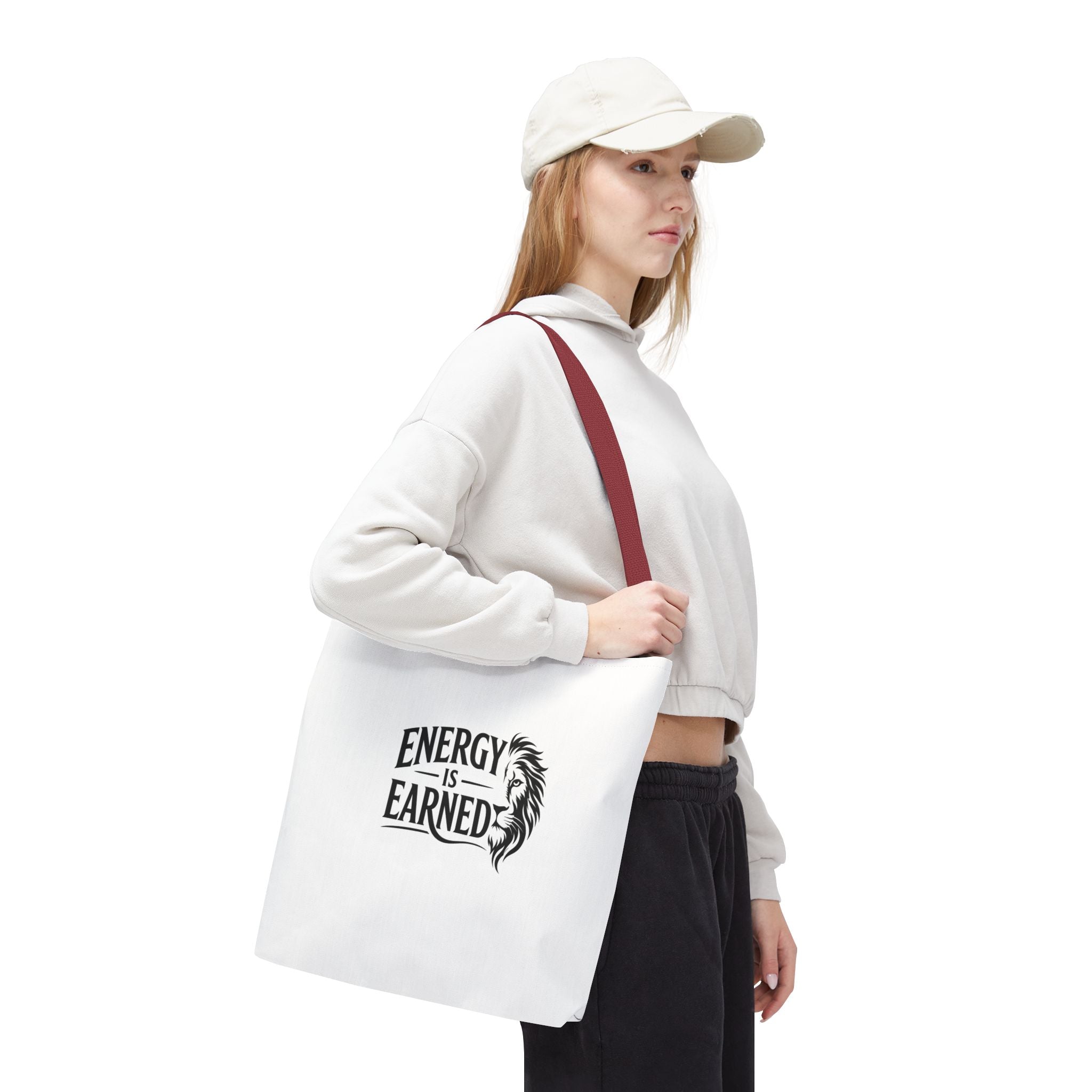 Energy Is Earned Tote Bag - Motivational Gym & Fitness Canvas Tote