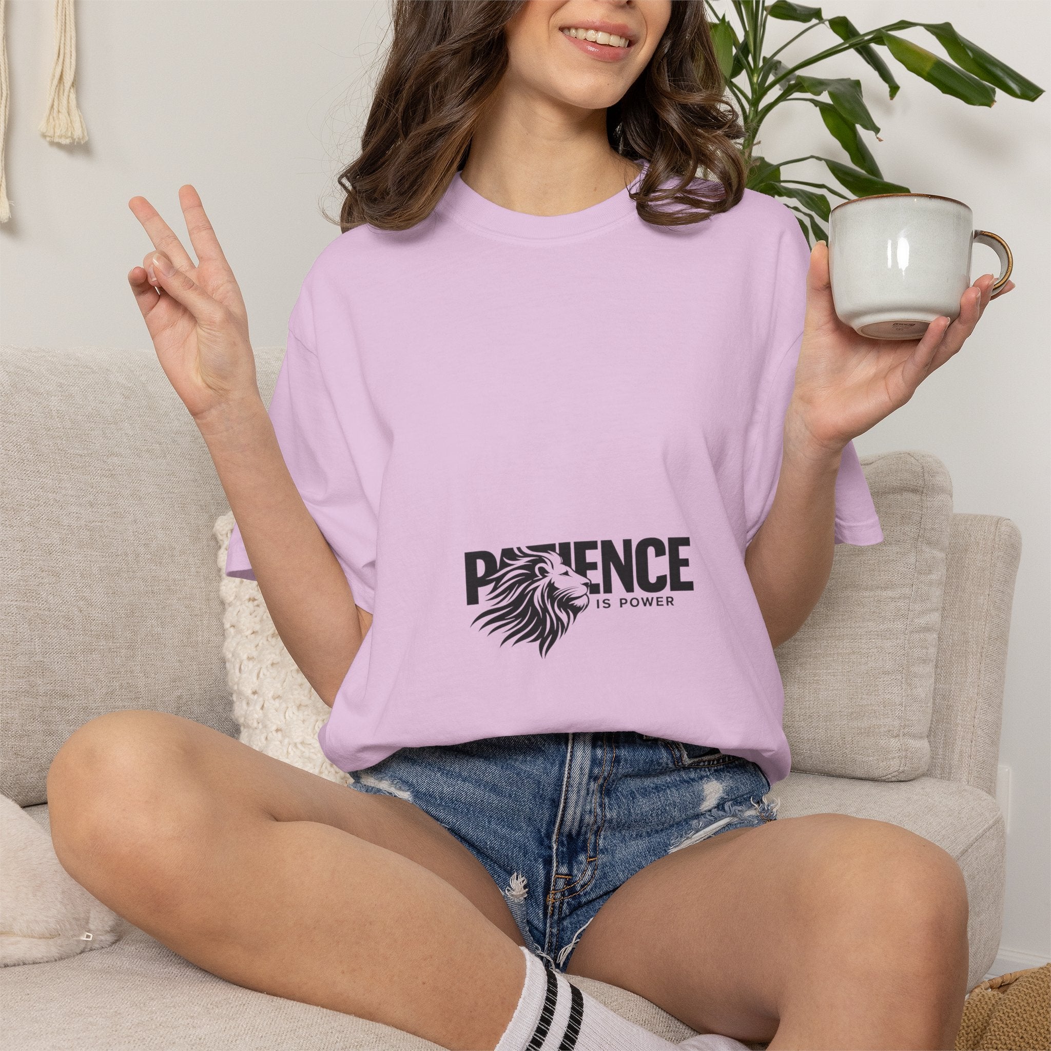Patience Is Power T‑Shirt — Lion Graphic Inspirational Tee