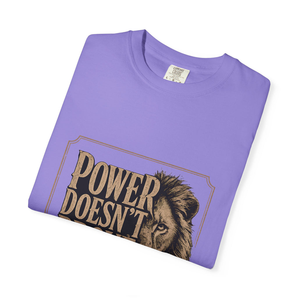 Power Doesn't Prove Itself Lion T-Shirt — Motivational Graphic Tee