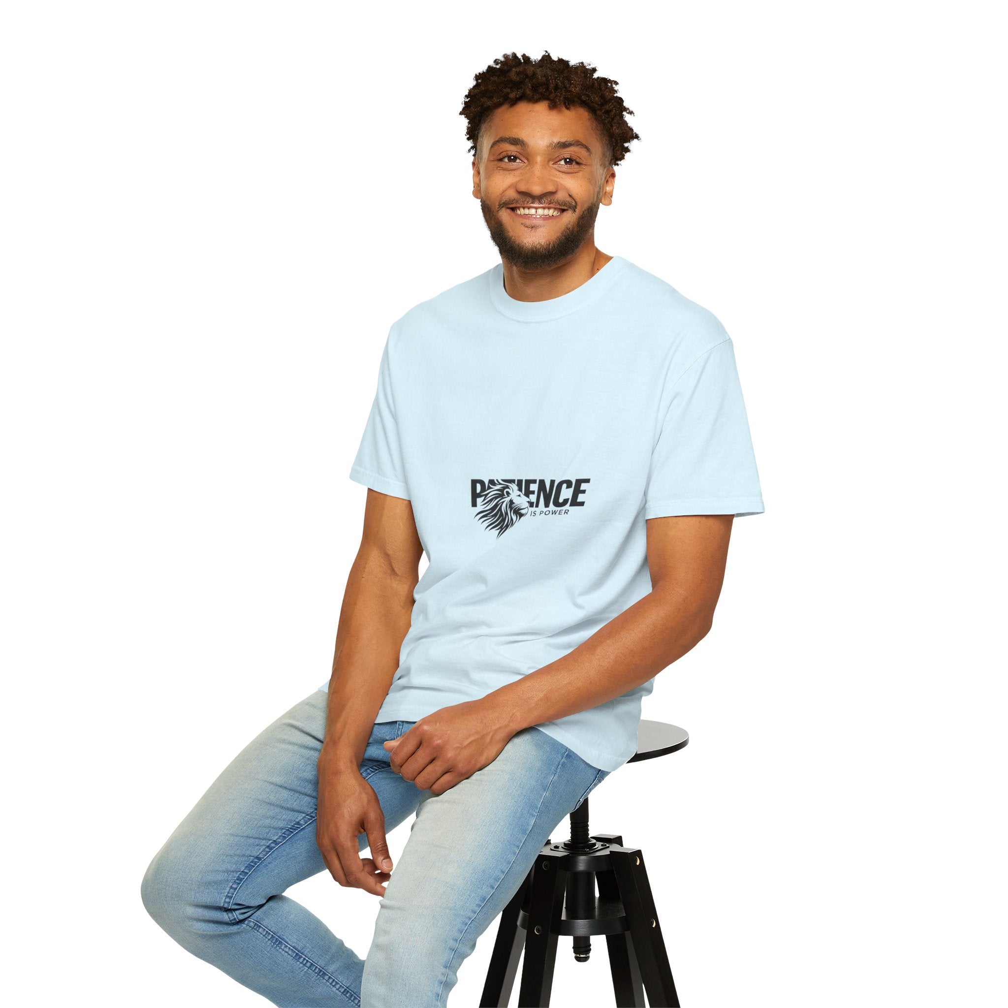 Patience Is Power T‑Shirt — Lion Graphic Inspirational Tee