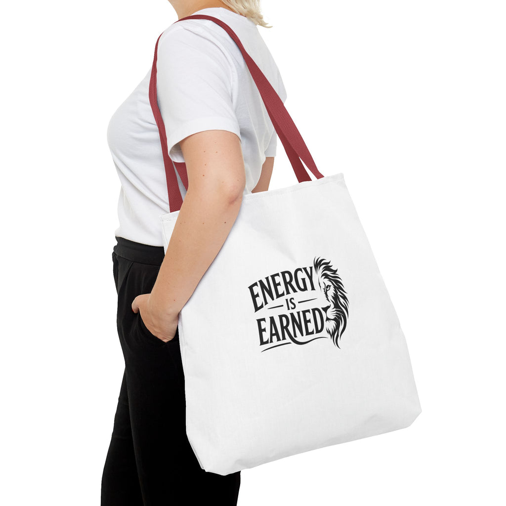 Energy Is Earned Tote Bag - Motivational Gym & Fitness Canvas Tote