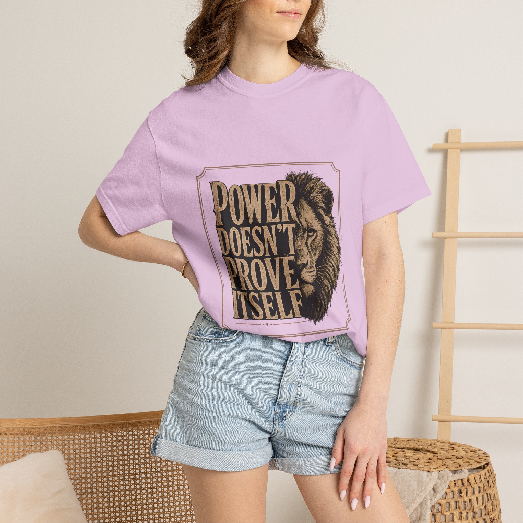 Power Doesn't Prove Itself Lion T-Shirt — Motivational Graphic Tee