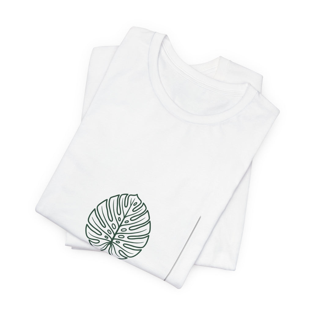 Stay Present Tee — Minimalist Monstera Leaf Graphic T-Shirt