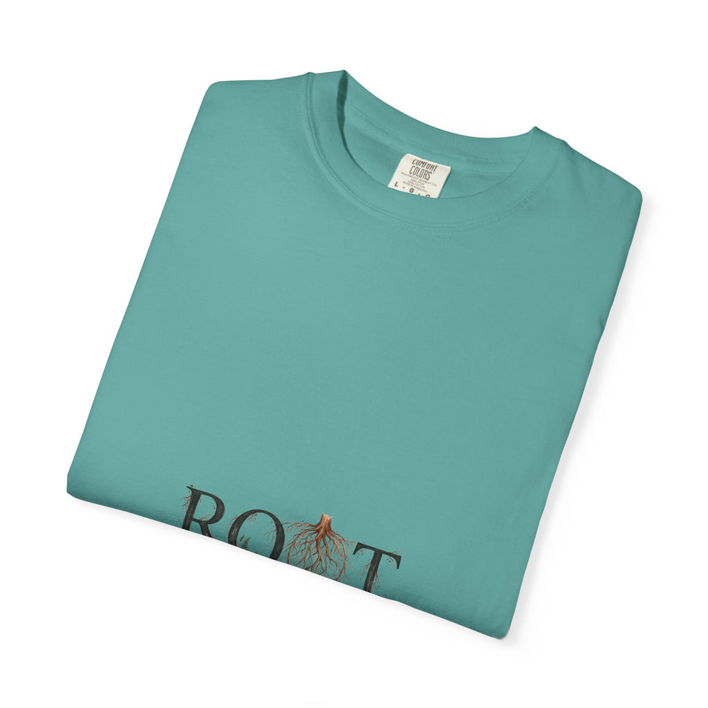 Root Floral Graphic T-Shirt — 'ROOT' Botanical Typography Tee