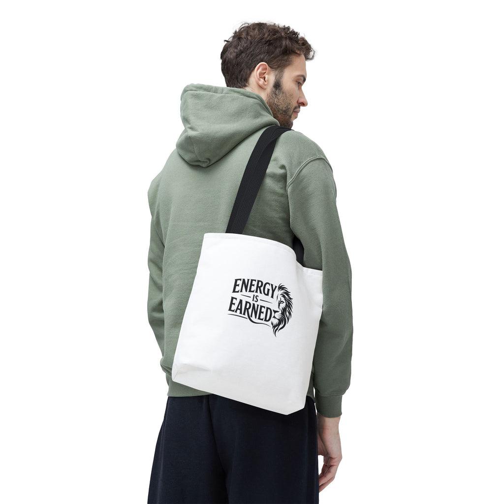 Energy Is Earned Tote Bag - Motivational Gym & Fitness Canvas Tote