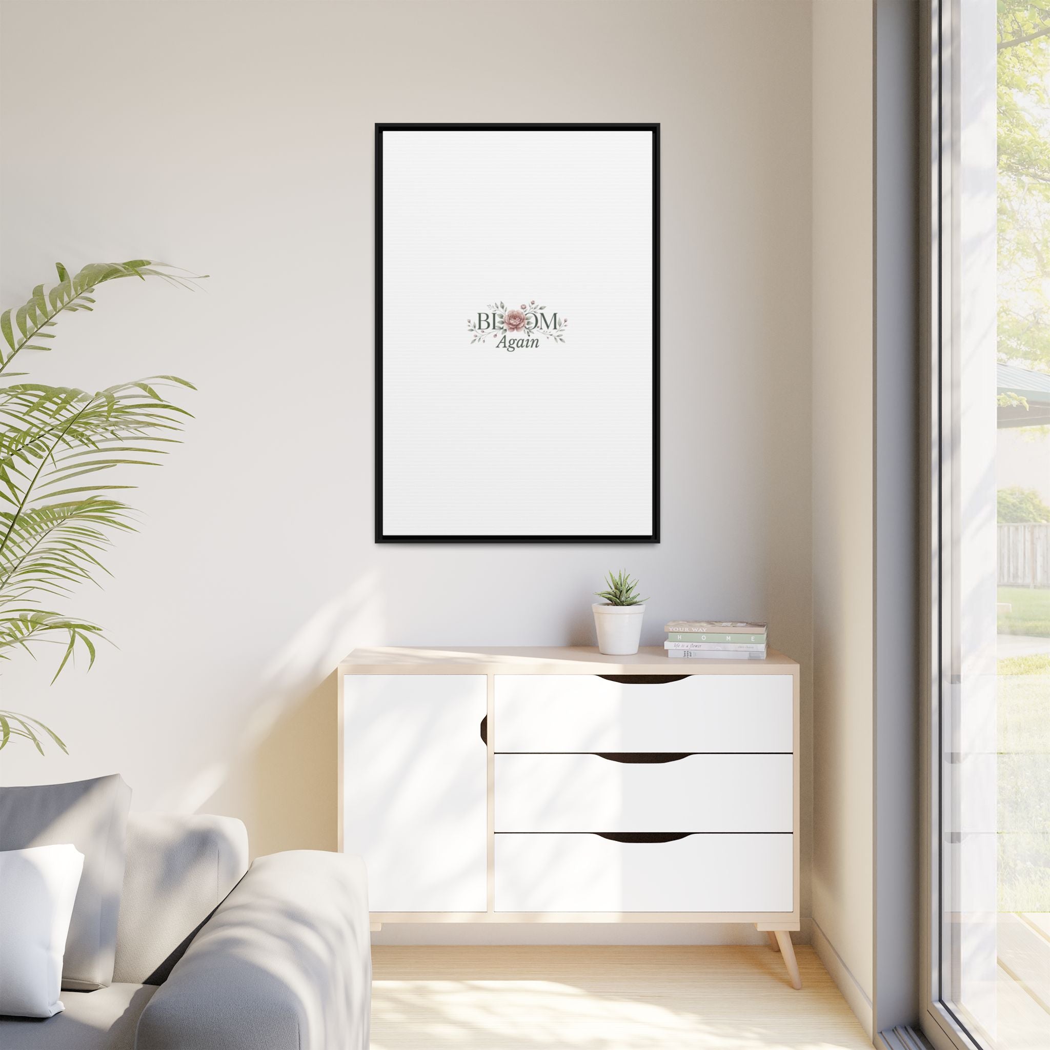 Bless Me Again Floral Matte Canvas Print, Framed Wall Art