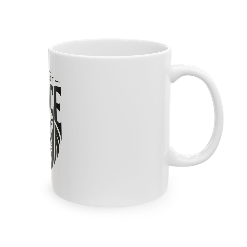 Protect Peace Lion Ceramic Mug — 'Protect Peace' Inspirational Coffee Cup (11oz & 15oz)