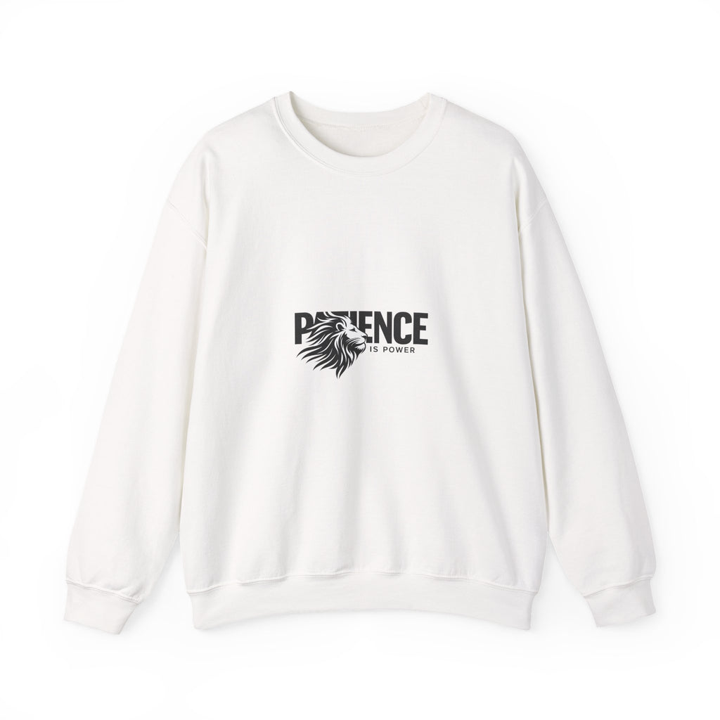 Patience Is Power Crewneck Sweatshirt — Lion Graphic Inspirational Pullover