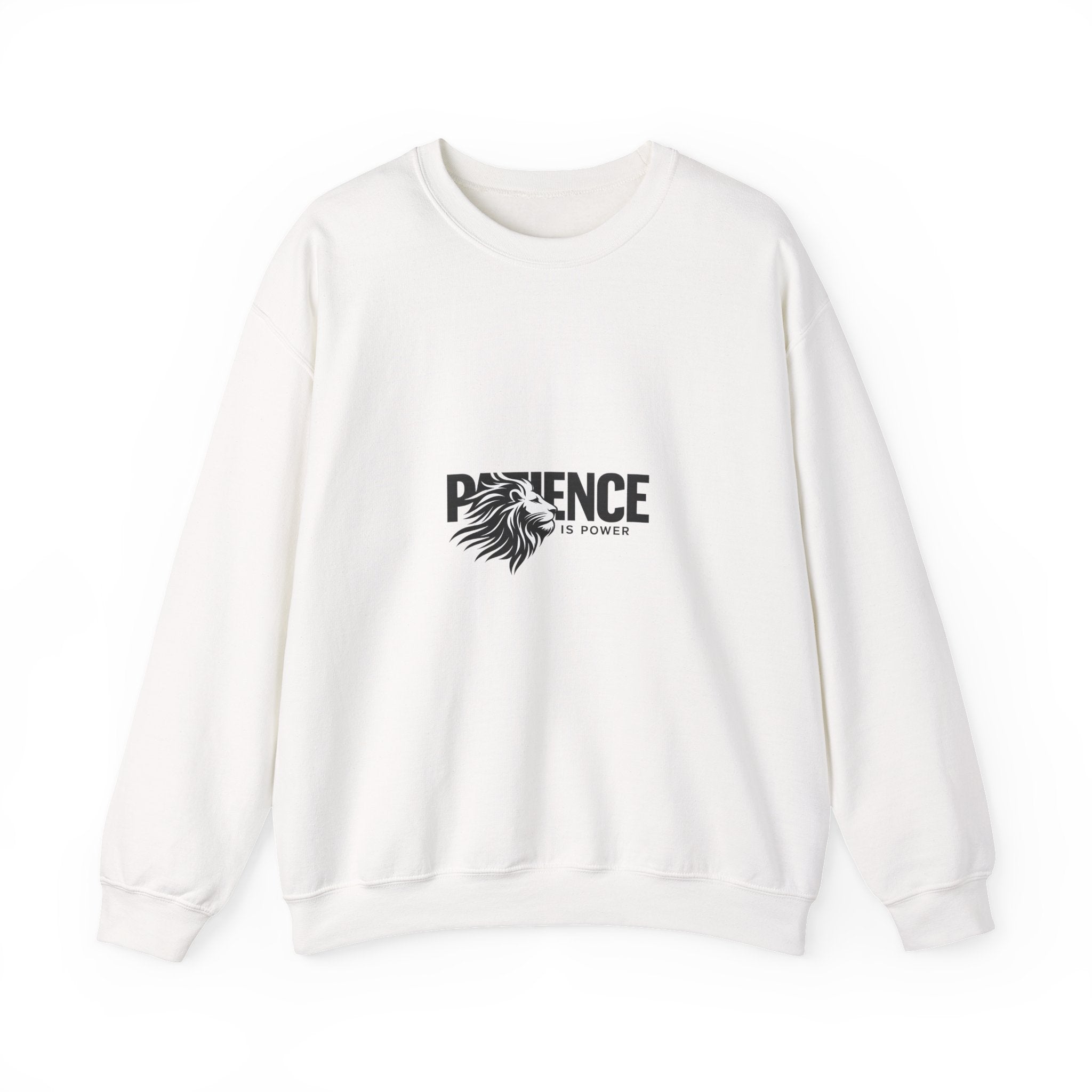 Patience Is Power Crewneck Sweatshirt — Lion Graphic Inspirational Pullover