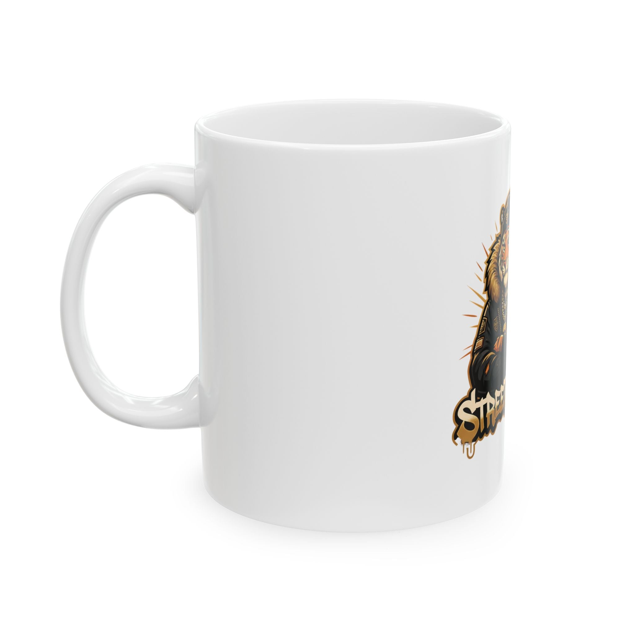 Street Tiger Ceramic Mug — Cool Urban Tiger Graphic Coffee Cup (11oz & 15oz)