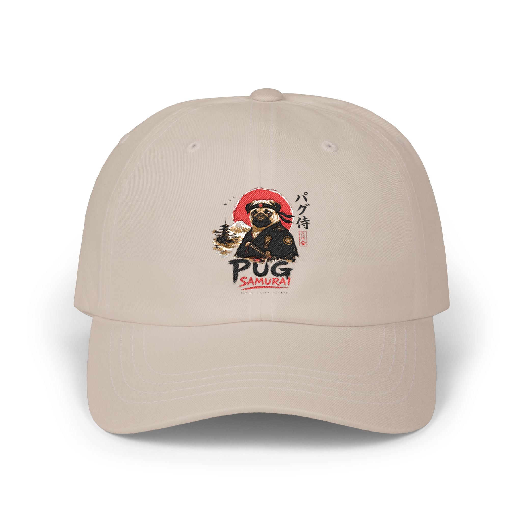 Pug Samurai Dad Cap – Cute Japanese Dog Graphic Baseball Hat