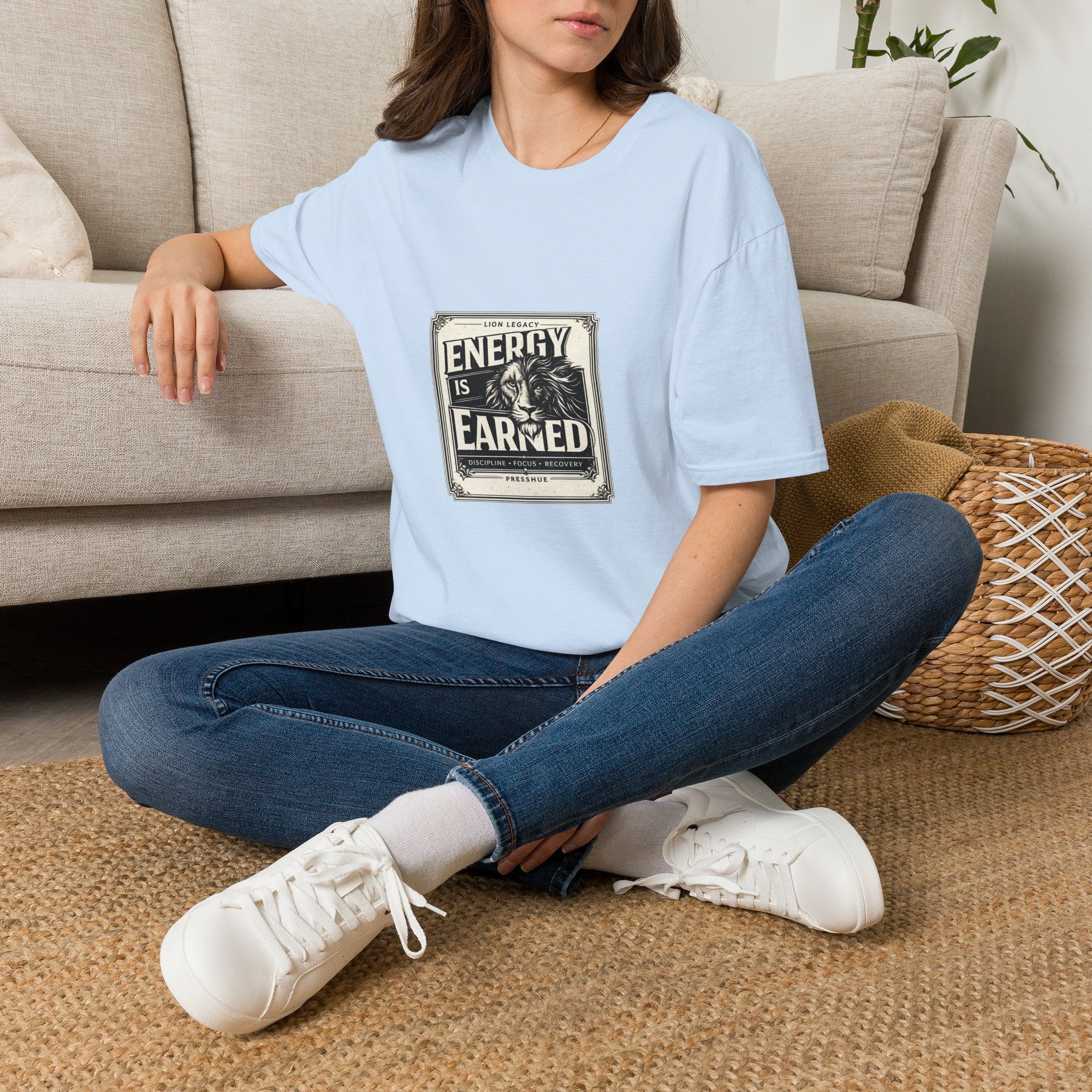 Energy Is Earned Lion T-Shirt — Motivational Vintage Fitness Tee