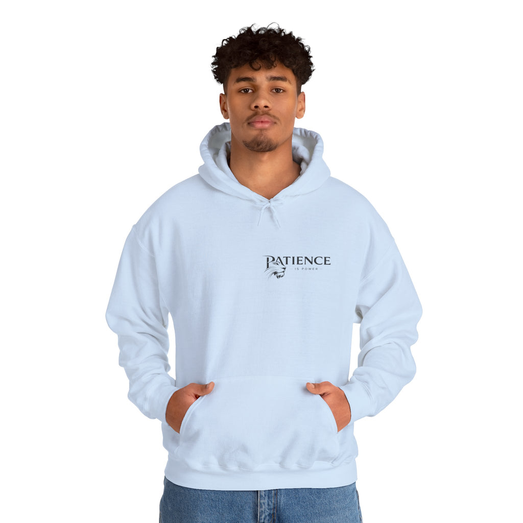 Patience Dove Hoodie — Minimal Inspirational Graphic Hooded Sweatshirt