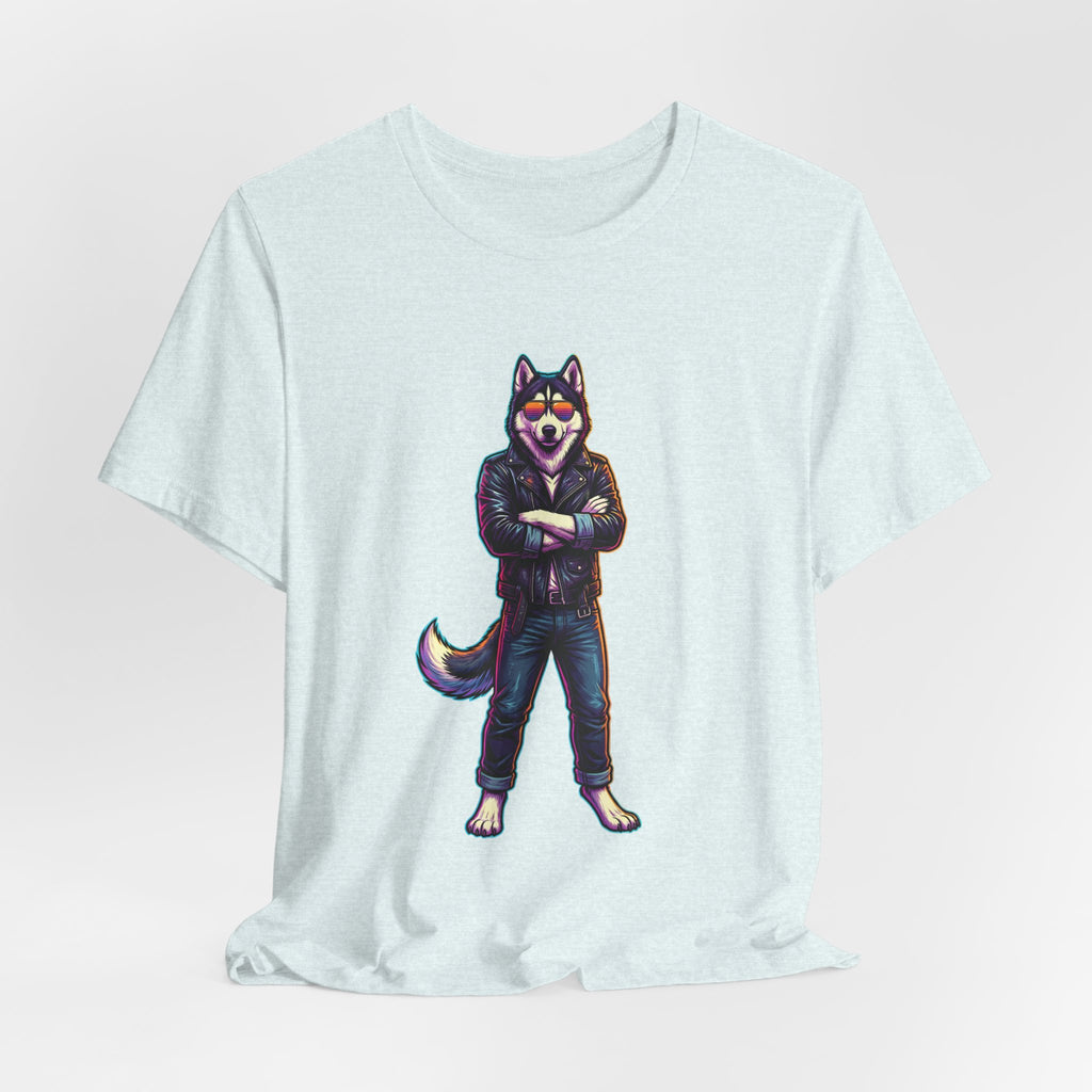 Cool Husky Graphic Tee — Standing Husky in Jacket T-Shirt