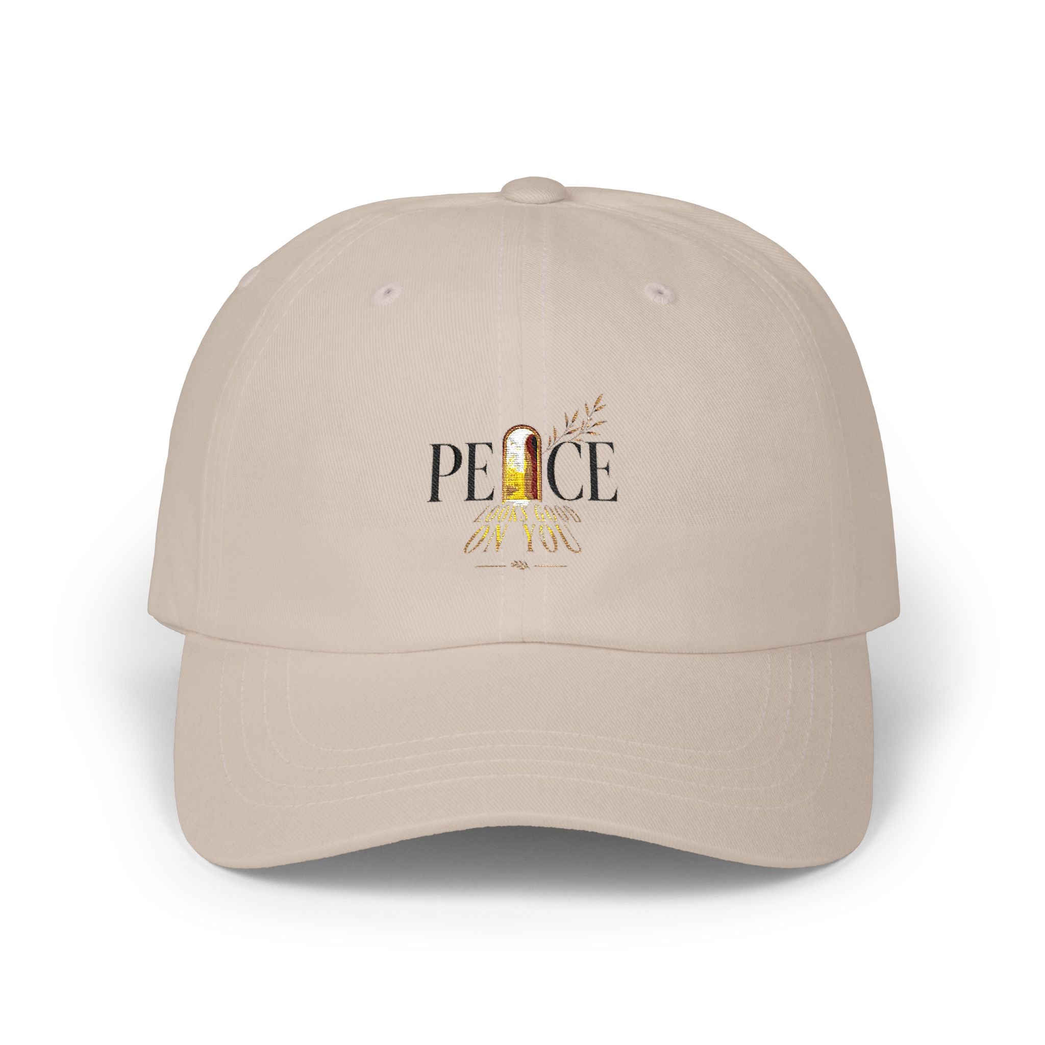 Peace Sunrise Dad Cap – Minimalist White Embroidered Hat