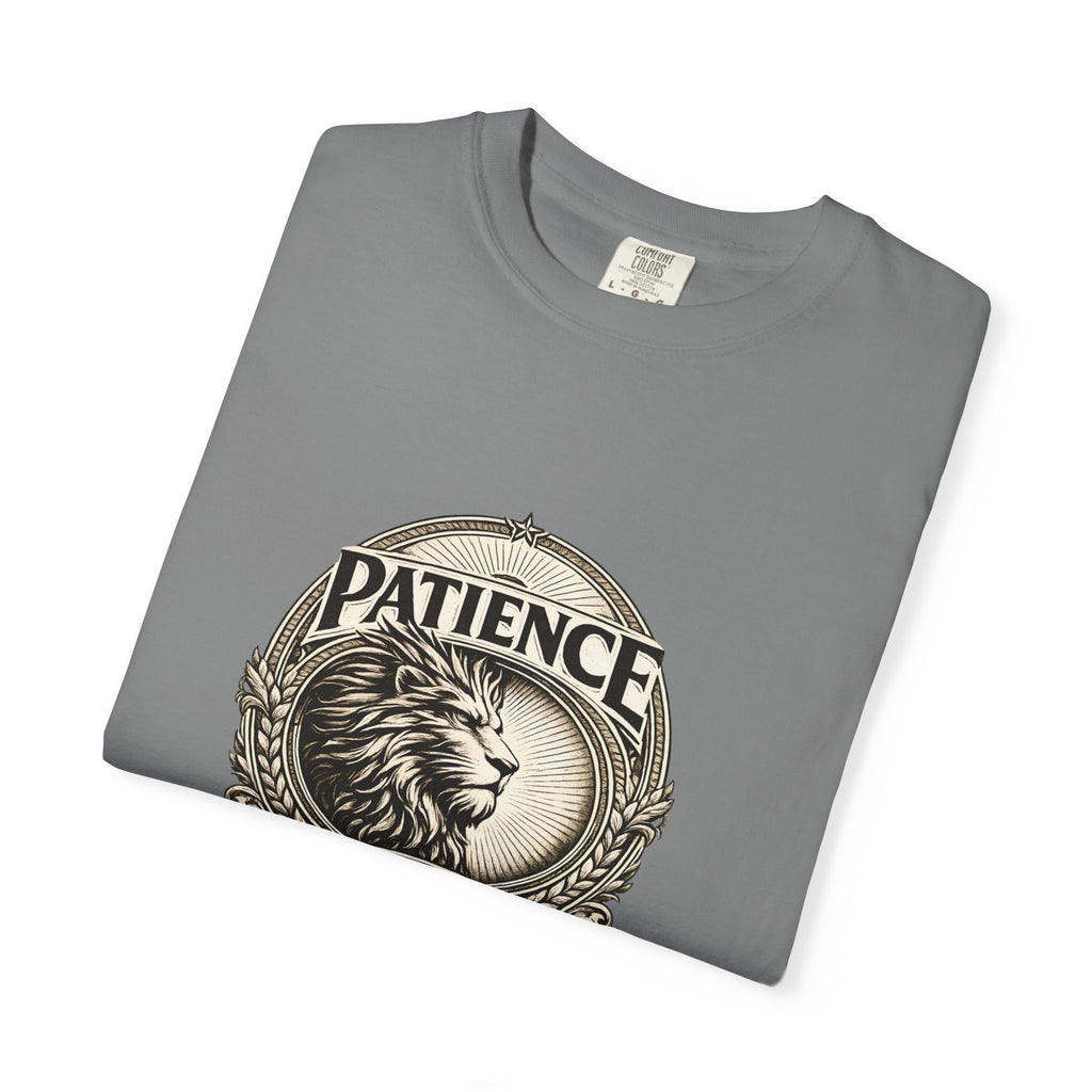 Patience Is Power Lion T-Shirt — Inspirational Vintage Crest Tee
