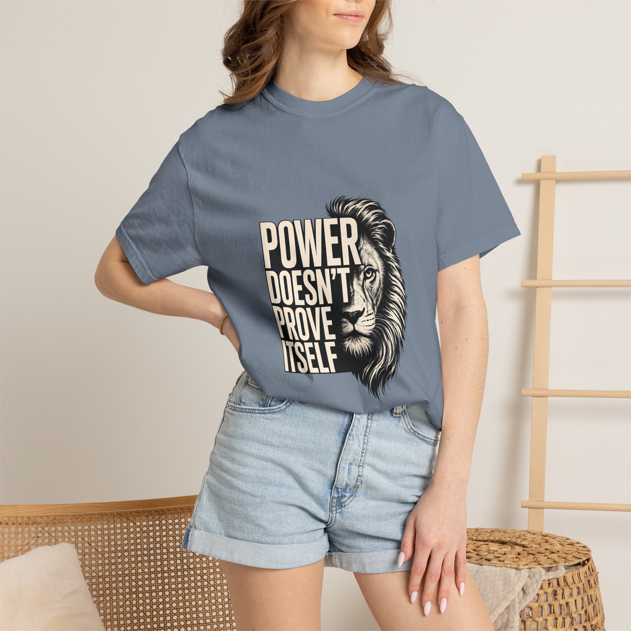 Lion 'Power Doesn't Prove Itself' Graphic T-Shirt