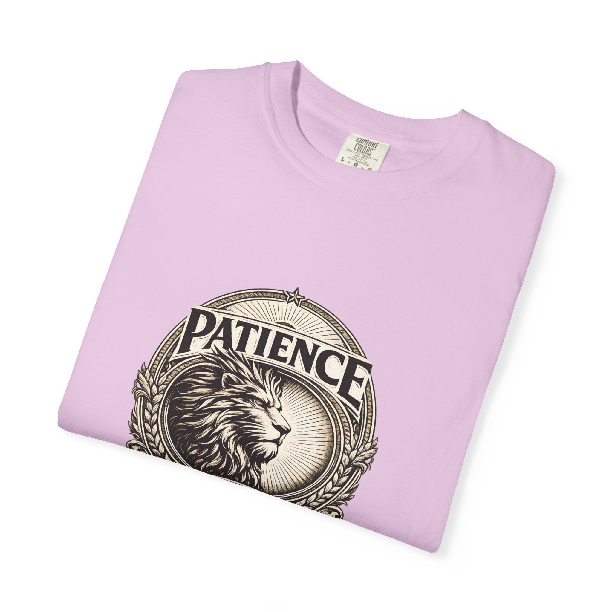 Patience Is Power Lion T-Shirt — Inspirational Vintage Crest Tee