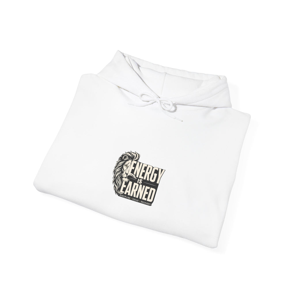 Energy Earned Hoodie — Workout Motivation Chest Logo