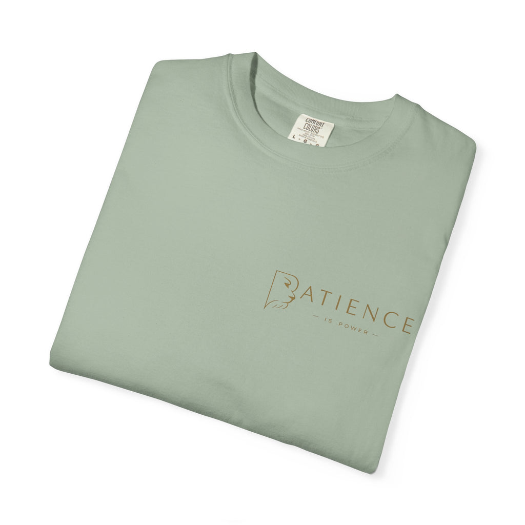 Patience Minimalist Tee — White Inspirational Graphic T-Shirt