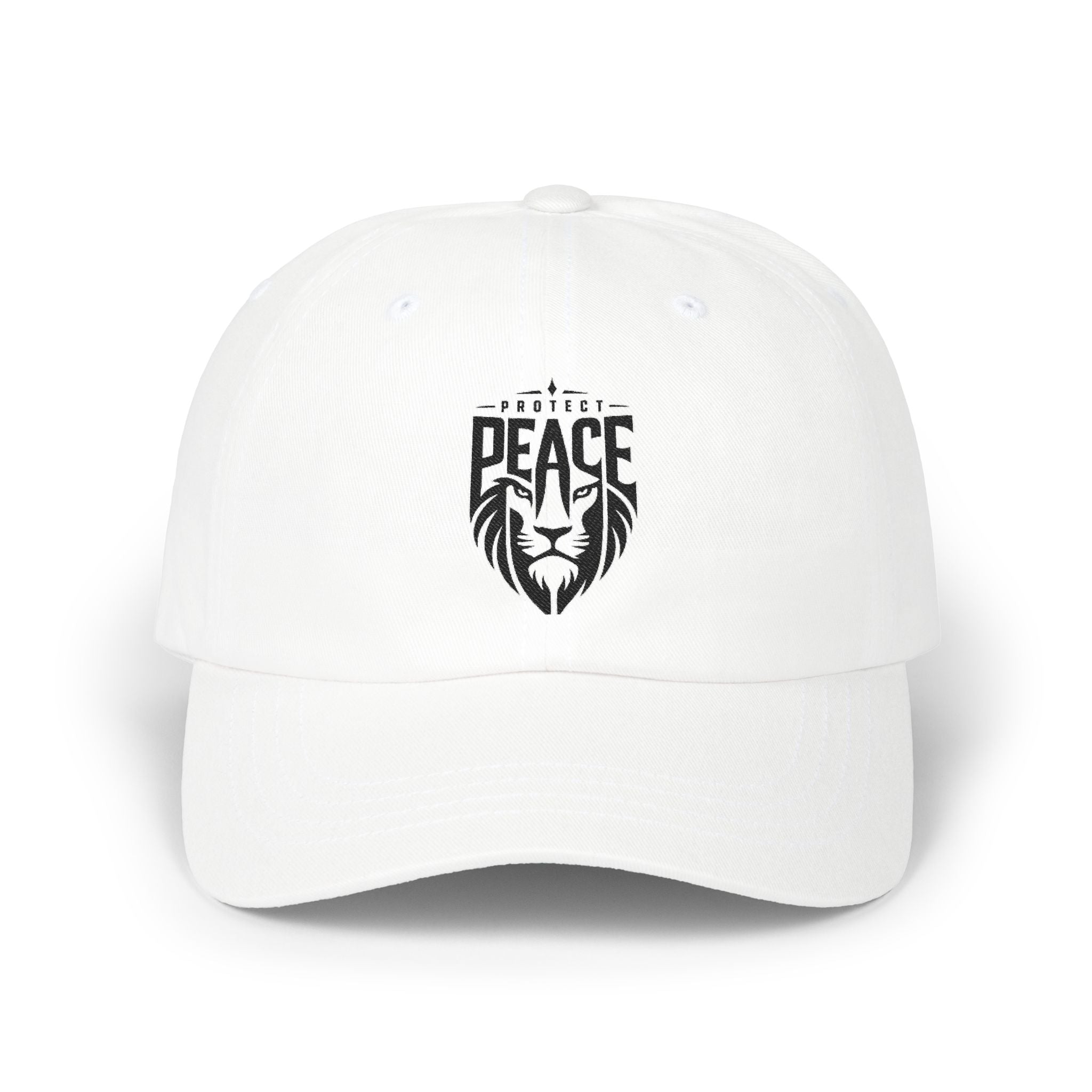 Dad Cap — Lion 'Peace' Shield Embroidered Baseball Hat